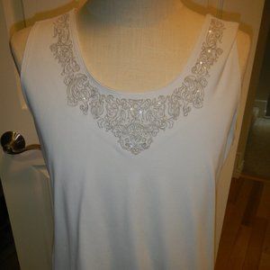 Metallic embroidered scoop neck tank